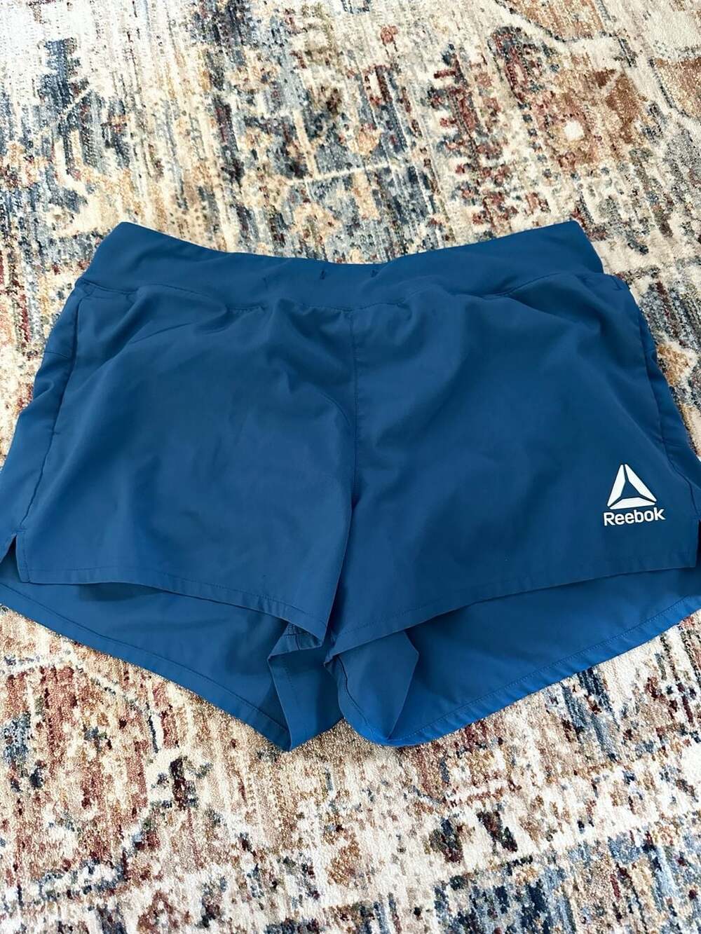 Reebok Women's Running Shorts Size L Blue Athletic Gym Pocket